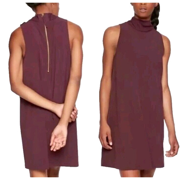 Athleta‎ Initiative Dress Mock Neck Nylon Athletic Burgundy Red Womens Size XXS - Picture 1 of 12